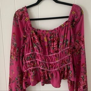 WAYF Floral Blouse with Billowing Sleeves